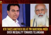 KTR Takes Another Dig At PM Narendra Modi Over Inequality Towards Telangana,KTR Comments on PM Narendra Modi,Hyderabad Airport Express Metro Project,Hyderabad Airport Metro Project,PM Narendra Modi,Mango News,Mango News Telugu,Rayadurgam To Shamshabad Metro Corridor,KCR Foundation Stone Metro On Dec 9,CM KCR News And Live Updates, Telangna Congress Party, Telangna BJP Party, YSRTP,TRS Party, BRS Party, Telangana Latest News And Updates,Telangana Politics, Telangana Political News And Updates,Telangana Minister KTR