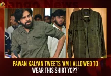 Pawan Kalyan Tweets Am I Allowed To Wear This Shirt YCP,Jana Sena Chief Pawan Kalyan,Campaign Vehicle Varahi,Varahi Vehicle,Mango News,Mango News Telugu,Varahi Ready for Election Battle,Campaign Vehicle Varahi,Varahi Campaign Vehicle,Campaign Vehicle Varahi News and Live Updates,Tdp Chief Chandrababu Naidu,AP CM YS Jagan Mohan Reddy, YS Jagan News And Live Updates, YSR Congress Party, Andhra Pradesh News And Updates, AP Politics, Janasena Party, TDP Party, YSRCP, Political News And Latest Updates