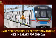 HMRL Staff Continues Protest Demanding Hike In Salary For 2nd Day,Hyderabad Metro Rail Employees,Hyderabad Metro Rail,Strike Demanding Salary Hike,Mango News,HMRL Employees Go On Strike,Hyderabad Metro Latest News And Updates,Hyderabad Metro Rail Ltd,HMRL,Hyderabad Metro News And Live Updates,Hyderabad Loyalty Bonus,Loyalty Bonus HMRL,HMRL Loyalty Bonus,Hyderabad Metro News And Updates