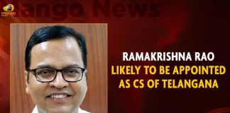 Ramakrishna Rao Likely To Be Appointed As CS Of Telangana,Ramakrishna Rao,Ramakrishna Rao Likely To Be CS Of Telangana,CS Of Telangana,Mango News,Telangana State New CS Santhi Kumari,Telangana CS Santhi Kumari,CS Santhi Kumari Meets CM KCR,CM KCR News And Live Updates, Telangna Congress Party, Telangna BJP Party, YSRTP,TRS Party, BRS Party, Telangana Latest News And Updates,Telangana Politics, Telangana Political News And Updates