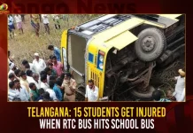 Telangana: 15 Students Get Injured When RTC Bus Hits School Bus