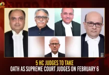 5 HC Judges To Take Oath As Supreme Court Judges On February 6,5 HC Judges To Take Oath,Supreme Court Judges,Supreme Court Judge India,High Court Judge,Present Supreme Court Judge,Seniority List Of Supreme Court Judges,Mango News,Supreme Court Chief Justice,Supreme Court Judge Salary,Supreme Court Judges 2022,Supreme Court Judges India 2023,Supreme Court Judges India News,Supreme Court Judges Indian News & Updates,Supreme Court Judges Latest Updates,Supreme Court Judges List,Supreme Court Judges Number,Supreme Court Judges Salary,Supreme Court Judges Seniority List,Total Supreme Court Judges