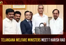 Telangana Welfare Ministers Meet T Harish Rao To Discuss Welfare Issues Telangana Welfare Ministers Meet T Harish Rao To Discuss Welfare Issues,Telangana Ministers List 2022,Telangana Ministers List 2021,Telangana Ministers List 2020,Mango News,Telangana Ministers List 2022 In Telugu,Health Minister Of Telangana 2022,Telangana Ministers List In Telugu,Home Minister Of Telangana 2022,Telangana Welfare Minister,Telangana Social Welfare Minister,Tribal Welfare Minister Telangana,Telangana State Minorities Welfare Department,Bc Welfare Minister Telangana,Social Welfare Minister Telangana,Telangana Welfare Fund,Telangana Welfare Schemes,Telangana Welfare Programmes