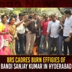 BRS Cadres Burn Effigies Of Bandi Sanjay Kumar In Hyderabad BRS Cadres Burn Effigies Of Bandi Sanjay Kumar In Hyderabad,BRS Burn Bandi Sanjay Effigies,BRS Cadres Burn Effigies,Effigies Of Bandi Sanjay Kumar,Bandi Sanjay Effigies In Hyderabad,Mango News,BRS Calls Protest,BRS Workers Burn Bandi Sanjay Effigy,BRS protests against Bandi's comments,BRS Activists Protest,BRS Leaders Fires On Bandi Sanjay,Derogatory Comments against MLC Kavitha,Bandi Sanjay Faces Backlash,Delhi Liquor Policy Case,BRS Latest News and Updates,Burn Effigy of Telangana BJP Chief,Telangana Political News And Updates