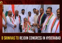 D Srinivas To Rejoin Congress In Hyderabad,D Srinivas To Rejoin Congress,Congress In Hyderabad,Mango News,D Srinivas makes a comeback to Congress,Former PCC chief D Srinivas returns to Congress,Amid high drama,Im joining Congress,Dharmapuri Srinivas Latest News,Former PCC chief D Srinivas News,MP D Srinivas In Gandhi Bhavan,Dharmapuri Srinivas to Join in Congress,Latest News on D Srinivas,Telangana Latest News,Hyderabad News