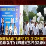 Hyderabad Traffic Police Conducts Road Safety Awareness Programme Hyderabad Traffic Police Conducts Road Safety Awareness Programme,Hyderabad Traffic Police,Road Safety Awareness Programme,Hyderabad Police on Safety Awareness,Mango News,Awareness Programme on Road Safety,Hyderabad Traffic Police News,Hyderabad Police Latest News and Updates,Telangana Latest News,Telangana News Today,Telangana Live News,Telangana Safety Awareness Latest Updates,Traffic Awareness Programme For Students