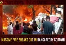 Massive Fire Breaks Out In Rangareddy Godown,Massive Fire Breaks In Rangareddy,Rangareddy Godown Fire Breaks Out,Massive Fire Breaks Out in Godown,Mango News,Massive fire breaks out from plastic godown,Fire breaks out in Hyderabad godown,Massive fire engulfs plastic godown,Hyderabad Fire Accident News Today,Rangareddy Godown Latest News,Rangareddy Godown Live News,Telangana Latest News