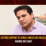 KTR Extends Support To Female Wrestlers Protesting Against WFI Chief,KTR Extends Support To Female Wrestlers,Female Wrestlers Protesting Against WFI Chief,Support To Female Wrestlers,Mango News,WFI sexual harassment,Telangana Minister K T Rama Rao,Minister KTR Extends Support to Women Wrestlers,Wrestlers Protest On Sexual Harassment,KTR expresses solidarity with wrestlers,WFI Chairman Brij Bhushan Latest News,Female Wrestlers Protest News Today,Female Wrestlers Protest Live News,KTR Latest News,Telangana Minister KTR Latest News and Updates
