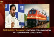 G Kishan Reddy Inaugurates Extension Of Mahabubnagar-Visakhapatnam Express Train,G Kishan Reddy,G Kishan Reddy Inaugurates Extension Of Mahabubnagar,Extension Of Mahabubnagar-Visakhapatnam Express,Mahabubnagar-Visakhapatnam,Mahabubnagar-Visakhapatnam Express Train,Mahabubnagar-Visakhapatnam Express Train Extension,Mango News,G Kishan Reddy Latest News,G Kishan Reddy Latest Updates,G Kishan Reddy Live News,Mahabubnagar-Visakhapatnam Express News,Mahabubnagar-Visakhapatnam Express Latest Updates