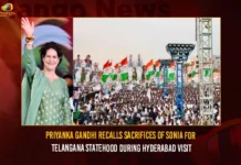Priyanka Gandhi Recalls Sacrifices Of Sonia For Telangana Statehood During Hyderabad Visit,Priyanka Gandhi Recalls Sacrifices Of Sonia,Telangana Statehood,Priyanka Gandhi Recalls India,Priyanka Gandhi Telangana Visit,Mango News,Priyanka Gandhi At Hyderabad,Priyanka Gandhi The General Secretary Of The AICC Is In Hyderabad,Priyanka Gandhi promises Rs 4000 dole for the jobless,Priyanka promises 2 cr jobs,Priyanka Gandhi Latest News And Updates