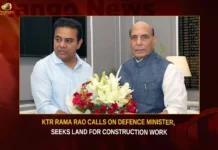 KTR Rama Rao Calls On Defence Minister Seeks Land For Construction Work,KTR Rama Rao Calls On Defence Minister,Land For Construction Work,KTR Rama Rao Seeks Land For Construction Work,Mango News,K T Rama Rao calls on Rajnath Singh,KTR meets Rajnath Singh,KTR seeks transfer of defence lands,KTR Calls On Defence Minister,KTR Writes to Rajnath Singh,KTR Rama Rao Latest News,KTR Rama Rao Latest Updates,Defence Minister Rajnath Singh,Defence Minister Rajnath Singh Latest News,Defence Minister Rajnath Singh Latest Updates