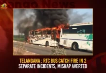 Telangana RTC Bus Catch Fire In 2 Separate Incidents Mishap Averted,Telangana RTC Bus Catch Fire,Bus Catch Fire In 2 Separate Incidents,2 Separate Incidents Mishap Averted,Mango News,Two buses caught fire in separate incidents,Two private buses catch fire,Telangana RTC Bus Fire Incident,Telangana RTC Fire Incidents,Telangana RTC Fire Incident Latest News,Telangana RTC Fire Incident Latest Updates,Telangana Latest News And Updates,Telangana News Today,Hyderabad News,Telangana RTC News Today,Telangana RTC Latest News