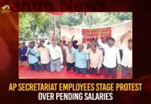 AP Secretariat Employees Stage Protest Over Pending Salaries,AP Secretariat Employees Stage Protest,AP Secretariat Employees Over Pending Salaries,AP Secretariat Protest Over Salaries,Mango News,AP Secretariat Employees,Protest Over Pending Salaries,Salary Delay Issue,Employee Rights,Government Employees,Pending Payments,Andhra Pradesh Secretariat,AP Secretariat Employees Latest News,AP Secretariat Employees Latest Updates,AP Secretariat Employees Live News,AP CM YS Jagan Mohan Reddy,Andhra Pradesh Latest News,Andhra Pradesh News,Andhra Pradesh News and Live Updates