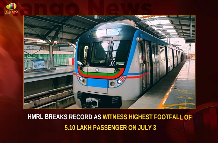 HMRL-Breaks-Record-As-Witness-Highest-Footfall-Of-5 HMRL Breaks Record As Witness Highest Footfall Of 5.10 Lakh Passenger On July 3,HMRL Breaks Record,HMRL Breaks Record As Witness Highest Footfall,HMRL 5.10 Lakh Passenger On July 3,Mango News,Hyderabad Metro Rail Limited,Hyderabad Metro witnesses record,HMRL Records Highest Footfall,HMRL Records Highest Footfall Of 5 Lakh Passengers,Hyderabad Metro Rail single day,Hyderabad metro reaches historic milestone,Hyderabad Metro sets new record,HMR achieves historic milestone,Hyderabad Metro clocks record,HMRL Breaks Record Latest News,HMRL Breaks Record Latest Updates,HMRL Breaks Record Live News,Telangana Latest News And Updates,Hyderabad News