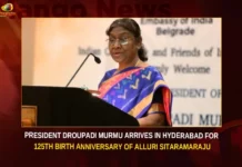 President Droupadi Murmu Arrives In Hyderabad For 125th Birth Anniversary Of Alluri Sitaramaraju,President Droupadi Murmu,Droupadi Murmu Arrives In Hyderabad,125th Birth Anniversary Of Alluri Sitaramaraju,Birth Anniversary Of Alluri Sitaramaraju,Mango News,Alluri Sitaramaraju Birth Anniversary,Droupadi Murmu,President lands in Hyderabad,Murmu reaches Hyderabad,Legendary freedom fighter Alluri Sitaramaraju,Droupadi Murmu Visits Hyderabad,President Murmu Arrives in Hyderabad,President Droupadi Murmu Latest News,President Droupadi Murmu Latest Updates,President Droupadi Murmu Live News,Telangana Latest News And Updates,Hyderabad News,Alluri Sitaramaraju Birth Anniversary News Today