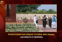 Rajnath Singh Paid Homage To Kargil War Jawans Laid Wreath At Memorial,Rajnath Singh Paid Homage To Kargil War Jawans,Laid Wreath At Memorial,Homage To Kargil War Jawans,Mango News,Salute our jawans who put nation first,Kargil Vijay Divas, Defence Minister Rajnath Singh, Rajnath Singh lays wreath in memory,Kargil Vijay Diwas 2023,India ready to cross LoC,Rajnath Singh,Rajnath Singh Latest News,Rajnath Singh pays homage News Today,Rajnath Singh pays homage Latest News,Rajnath Singh pays homage Latest Updates