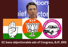 EC withdraws Permission For a Few Ads of Congress BJP BRS,EC withdraws permission for a few Ads,permission for a few Ads of Congress,Congress BJP BRS,BRS, Congress, BJP, KCR, KTR, Bandi Sanjay, Revanth Reddy, Telangana, Election Commission,Mango News,Telangana Latest News,Telangana Latest Updates,BJP Latest News,BRS Latest News,Telangana Latest News And Updates,Telangana Politics, Telangana Political News And Updates,Hyderabad News,Revanth Reddy Latest News,EC withdraws Permission Latest News