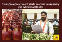 Telangana government starts exercise in supplying gas cylinder at Rs 500,Telangana government starts exercise,starts exercise in supplying gas cylinder,supplying gas cylinder at Rs 500,CM Revanth Reddy, Telangana, CMO, Uttam Kumar Reddy, Six Guarantees, Maha Lakshmi Scheme, Congress, Pragathi Bhavan,Mango News,Guarantee of Rs 500 gas cylinder,Poll promise of LPG cylinder,Telangana government Latest News,Telangana government Latest Updates,CM Revanth Reddy Live Updates