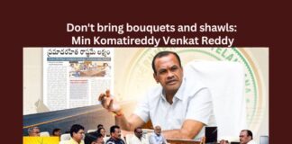 Dont bring bouquets and shawls Minister Komatireddy Venkat Reddy,Dont bring bouquets and shawls,Minister Komatireddy Venkat Reddy,Bouquets and shawls,Komatireddy Venkat Reddy, Telangana, Minister CM Revanth Reddy, CMRF Telangana CM,CM Revanth extends New Year greetings,Mango News,Ministers urge visitors,Komatireddy Venkat Reddy Latest News,Komatireddy Venkat Reddy Latest Updates,Komatireddy Venkat Reddy Live News,Komatireddy News Updates