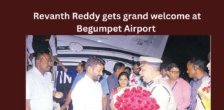 Revanth Reddy gets grand welcome at airport,Revanth Reddy gets grand welcome,grand welcome at airport,Revanth Reddy at airport,Breaking news, latest political breaking news, mango news, Most Popular, Regional, Telangana, Telangana Elections,Revanth Reddy Latest News,Revanth Reddy Latest Updates,Revanth Reddy Live News,Telangana Latest News And Updates,Telangana Politics, Telangana Political News And Updates