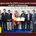 Telangana Seals Rs 37870 Crores Worth Investment at WEF on Wednesday,Telangana Seals Rs 37870 Crores,Crores Worth Investment at WEF,Investment at WEF on Wednesday,Revanth Reddy, World Economic Forum WEF, Davos, Telangana, Investments, Adani,Mango News,Telangana Seals Investment Deals,Adani signs 4 MoUs,Govt of Telangana,Telangana seals investment deals,Telangana Latest News And Updates,Telangana Politics, Telangana Political News And Updates