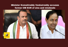 Minister Komatireddy Venkatreddy Accuses Former CM KCR of Sins and Misdeeds, Minister Komatireddy Venkatreddy Accuses Former CM KCR, Komatireddy Venkatreddy Accuses Former CM KCR, Accuses Former CM KCR of Sins and Misdeeds, Accuses Former CM KCR, Telangana, Congress, Revanth Reddy, Komati Reddy, KCR, BRS, Elections, Telangana, Parliament Election, Political News, Mango News