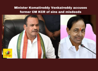 Minister Komatireddy Venkatreddy Accuses Former CM KCR of Sins and Misdeeds, Minister Komatireddy Venkatreddy Accuses Former CM KCR, Komatireddy Venkatreddy Accuses Former CM KCR, Accuses Former CM KCR of Sins and Misdeeds, Accuses Former CM KCR, Telangana, Congress, Revanth Reddy, Komati Reddy, KCR, BRS, Elections, Telangana, Parliament Election, Political News, Mango News
