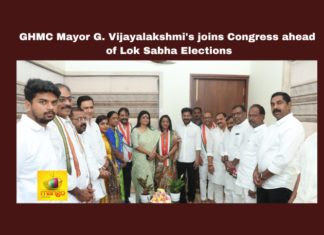 GHMC Mayor G. Vijayalakshmi'S Joins Congress Ahead Of Lok Sabha Elections, GHMC Mayor Vijayalakshmi Joins Congress, Ahead Of Lok Sabha Elections, Ahead Of Lok Sabha Elections GHMC Mayor Joins Congress, GHMC Mayor Joins Congress, Congress, GHMC, Hyderabad, Mayor Vijayalakshmi, K Kesava Rao, Revanth Reddy, Elections, Telangana, Parliament Election, Political News, Mango News