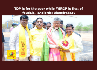 TDP Is For The Poor While YSRCP Is That Of Feudals Landlords: Chandrababu, TDP Is For The Poor, YSRCP For Feudals Landlords, TDP, N Chandrababu Naidu, Nara Lokesh, Praja Galam, YSRCP, CM Jagan, General Elections, Lok Sabha Elections, AP Live Updates, Andhra Pradesh, Political News, Mango News 