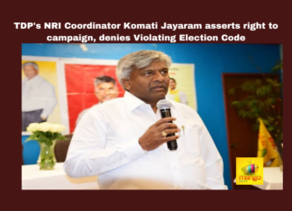 TDP's NRI Coordinator Komati Jayaram Asserts Right To Campaign Denies Violating Election Code, Denies Violating Election Code, TDP's NRI Coordinator Komati Jayaram Asserts Right To Campaign, NRI Coordinator Komati Jayaram, Komati Jayaram In Campaign, Komati Jayaram Asserts Right To Campaign, Telugu Desam, TDP, NRI, Komati Jayaram, ECI, Notices, General Elections, Lok Sabha Elections, AP Live Updates, Andhra Pradesh, Political News, Mango News