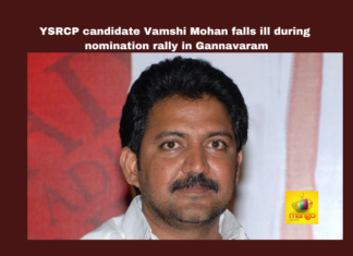 YSRCP Candidate Vamshi Mohan Falls Ill During Nomination Rally In Gannavaram, YSRCP Candidate Vamshi Mohan Falls Ill, Vamshi Mohan Falls Ill, Vamshi Mohan Falls Ill During Nomination Rally, Vamshi Mohan Falls During Nomination Rally, Vallabhaneni Vamsi, Gannavaram, YSRCP, Nomination, Sun Stroke, Gannavaram Political News, Gannavaram Politics, General Elections, Lok Sabha Elections, AP Live Updates, Andhra Pradesh, Political News, Mango News