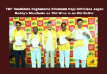 TDP Candidate Raghurama Krishnam Raju Criticizes Jagan Reddy's Manifesto as 'Old Wine in an Old Bottle’, Raghurama Krishnam Raju Criticizes Jagan, Jagan Manifesto as Old Wine in an Old Bottle, Old Wine in an Old Bottle, Criticizes Jagan, Raghurama Krishnam Raju, TDP, Jagan Reddy, Election Manifesto, Andhra Pradesh Elections, Chandrababu Naidu, Welfare Schemes, Political Criticism, General Elections, Lok Sabha Elections, Political News, AP Live Updates, Andhra Pradesh, Mango News