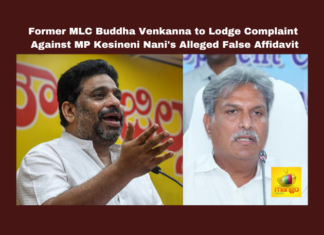 Former MLC Buddha Venkanna to Lodge Complaint Against MP Kesineni Nani's Alleged False Affidavit, Lodge Complaint Against MP Kesineni Nani, False Affidavit, Buddha Venkanna Lodge Complaint Against Kesineni Nani, Complaint Against Kesineni Nani, Vidyadharapuram, Buddha Venkanna, Kesineni Nani, Election Commission, Affidavit, Vijayawada, CM Jagan, General Elections, Lok Sabha Elections, Political News, AP Live Updates, Andhra Pradesh, Mango News