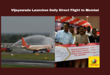 Vijayawada Launches Daily Direct Flight to Mumbai, Daily Direct Flight to Mumbai, Vijayawada to Mumbai Flight, Vijayawada Airport, Mumbai Flight, Air India, Direct Flight, Vijayawada Mumbai, Aviation News AP Chambers, Business Travel, International Connectivity, Amaravati Development, AP Live Updates, AP Politics, Political News, Mango News