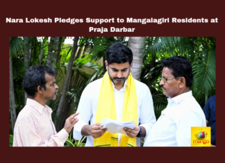 Nara Lokesh Pledges Support to Mangalagiri Residents at Praja Darbar, Nara Lokesh Pledges Support to Mangalagiri, Nara Lokesh, Praja Darbar, Mangalagiri, IT Minister, Education, Public Welfare, Local Issues, Constituency Support, Community Engagement, Andhra Pradesh, AP Live Updates, AP Politics, Political News, Mango News