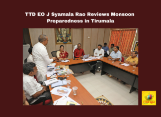 TTD EO J Syamala Rao Reviews Monsoon Preparedness in Tirumala, Monsoon Preparedness in Tirumala, Syamala Rao Reviews Tirumala, TTD, J Syamala Rao, Monsoon Preparedness, Tirumala, Disaster Management, Engineering Department, Latest Tirumala News, Andhra Pradesh, CM Chandrababu Naidu, AP Live Updates, AP Politics, Political News, Mango News