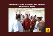 TIRUMALA: TTD EO J Syamala Rao Inspects Narayanagiri Sheds, Syamala Rao Inspects Narayanagiri, Syamala Rao Inspects Tirumala, Tirumala, TTD, J Syamala Rao, Narayanagiri Sheds, Pilgrim Amenities, Darshan, Sanitation, Inspection, Latest Tirumala News, Andhra Pradesh, CM Chandrababu Naidu, AP Live Updates, AP Politics, Political News, Mango News