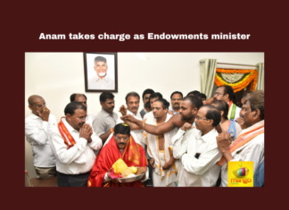 Anam Takes Charge As Endowments Minister, Endowments Minister Anam, AP Endowments Minister Anam, Anam Ramanarayana Reddy, Endowments Minister, Andhra Pradesh Temples, Temple Sanctity, Dhupa Deepa Naivedya Scheme, Andhra Pradesh Politics, CM Chandrababu Naidu, AP Live Updates, AP Politics, Political News, Mango News