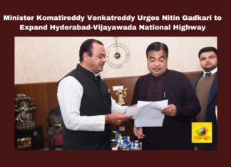Minister Komatireddy Venkatreddy Urges Nitin Gadkari To Expand Hyderabad Vijayawada National Highway,Minister Komatireddy Venkatreddy Urges Nitin Gadkari,Expand Hyderabad Vijayawada National Highway,Hyderabad Vijayawada National Highway,Hyderabad,Vijayawada, Bhupender Yadav, Kishan Reddy, Gmr Construction, Komatireddy Venkatreddy, Nitin Gadkari, Road Safety, Six Lanes, Union Ministers, Uppal,Narapalli Flyover,Mango News