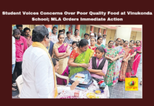 Student Voices Concerns Over Poor Quality Food At Vinukonda School MLA Orders Immediate Action,Student Voices Concerns Over Poor Quality Food, Poor Quality Food At Vinukonda School,MLA Orders Immediate Action,Poor Quality Food,Vinukonda School, Vinukonda News, Student Welfare, Student Complaints, Palnadu District, School Welfare, MLA GV Anjaneyu, Food Quality, Education Department, Bollapalli Kasturba School, Andhra Pradesh schools,AP Live Updates, AP Politics, Political News,Mango News,