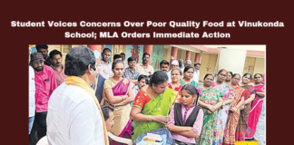 Student Voices Concerns Over Poor Quality Food At Vinukonda School MLA Orders Immediate Action,Student Voices Concerns Over Poor Quality Food, Poor Quality Food At Vinukonda School,MLA Orders Immediate Action,Poor Quality Food,Vinukonda School, Vinukonda News, Student Welfare, Student Complaints, Palnadu District, School Welfare, MLA GV Anjaneyu, Food Quality, Education Department, Bollapalli Kasturba School, Andhra Pradesh schools,AP Live Updates, AP Politics, Political News,Mango News,