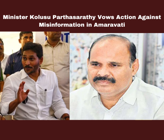 Minister Kolusu Parthasarathy Vows Action Against Misinformation in Amaravati Minister Kolusu Parthasarathy Vows Action Against Misinformation in Amaravati, Action Against Misinformation in Amaravati,Minister Kolusu Parthasarathy Vows,Kolusu Parthasarathy,Minister Kolusu Parthasarathy,Amaravati, Amaravati News, Andhra Pradesh Politics, Arogyashri Scheme, Jagan Mohan Reddy, Misinformation, Pension Distribution, Public Health, State Development,Assembly Sessions,Mango News