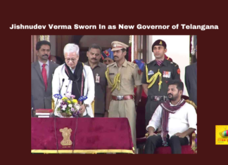 Jishnudev Verma Sworn In As New Governor Of Telangana,New Governor Of Telangana,Jishnudev Verma Sworn In As New Governor,Governor Of Telangana,Jishnudev Verma As New Governor,New Governor,Telangana New Governor,Telangana,Jishnudev Verma,BJP, High Court, Political Appointments, Raj Bhavan, Revanth Reddy, Swearing-In Ceremony,Tripura,Assembly Sessions, Political News, Mango News,