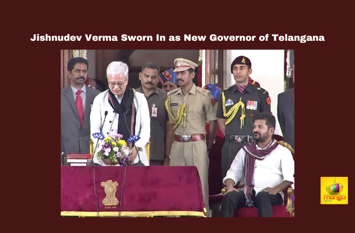 Jishnudev Verma Sworn In As New Governor Of Telangana Jishnudev Verma Sworn In As New Governor Of Telangana,New Governor Of Telangana,Jishnudev Verma Sworn In As New Governor,Governor Of Telangana,Jishnudev Verma As New Governor,New Governor,Telangana New Governor,Telangana,Jishnudev Verma,BJP, High Court, Political Appointments, Raj Bhavan, Revanth Reddy, Swearing-In Ceremony,Tripura,Assembly Sessions, Political News, Mango News,
