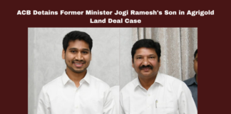 ACB Detains Former Minister Jogi Ramesh's Son in Agrigold Land Deal Case, Agrigold Land Deal Case, Former Minister Jogi Ramesh's Son, Vijayawada, ACB, Jogi Ramesh, Agrigold Land Deal, Rajeevna, Corruption Case, YSRCP, CID, IPC Sections, Andhra Pradesh, CM Chandrababu Naidu, Pawan Kalyan, AP Live Updates, AP Politics, Political News, Mango News
