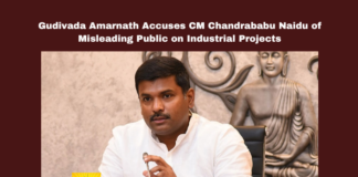 Gudivada Amarnath Accuses CM Chandrababu Naidu of Misleading Public on Industrial Projects, Gudivada Amarnath Accuses CM Chandrababu Naidu, Misleading Public on Industrial Projects, Andhra Pradesh Industries, Andhra Pradesh Politics, Chandrababu Naidu, Global Investors Summit, Gudivada Amarnath, Industrial Projects, Sricity, TDP Government, Visakhapatnam, YSRCP, Pawan Kalyan, AP Live Updates, AP Politics, Political News, Mango News