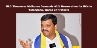 MLC Theenmar Mallanna Demands 42% Reservation for BCs in Telangana, Warns of Protests, MLC Theenmar Mallanna Demands 42% Reservation for BCs, 42% Reservation for BCs in Telangana, Kazipet, Hanumakonda, Theenmar Mallanna, BC Reservation, BP Mandal Jayanti, Telangana Politics, BC Intellectuals Forum, Warangal, KCR, Rahul Gandhi, Telangana Legislative Council, TS Live Updates, TS Political News, Political News, Mango News