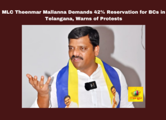MLC Theenmar Mallanna Demands 42% Reservation for BCs in Telangana, Warns of Protests, MLC Theenmar Mallanna Demands 42% Reservation for BCs, 42% Reservation for BCs in Telangana, Kazipet, Hanumakonda, Theenmar Mallanna, BC Reservation, BP Mandal Jayanti, Telangana Politics, BC Intellectuals Forum, Warangal, KCR, Rahul Gandhi, Telangana Legislative Council, TS Live Updates, TS Political News, Political News, Mango News