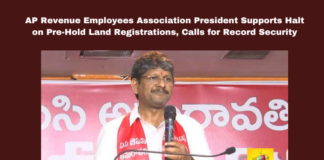 AP Revenue Employees Association President Supports Halt on Pre-Hold Land Registrations, Calls for Record Security, Vijayawada, AP Revenue Employees Association, Pre-Hold Land Registrations, Bopparaju Venkateshwarlu, 12th PRC, Revenue Conferences, Record Security, Madanapalle Case, Andhra Pradesh Government, Tehsildar Offices, CM Chandrababu Naidu, Pawan Kalyan, AP Live Updates, AP Politics, Political News, Mango News