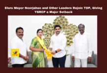 Eluru Mayor Noorjahan and Other Leaders Rejoin TDP, Giving YSRCP a Major Setback, Giving YSRCP a Major Setback, Leaders Rejoin TDP, Eluru Politics, Noorjahan, TDP, YSRCP, Nara Lokesh, Eluru Development, Badeti Radhakrishna, Political Switch,CM Chandrababu Naidu, Pawan Kalyan, AP Live Updates, AP Politics, Political News, Mango News